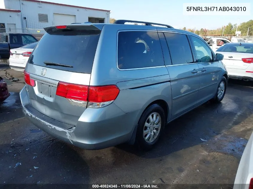 2010 Honda Odyssey Ex-L VIN: 5FNRL3H71AB043010 Lot: 40824345