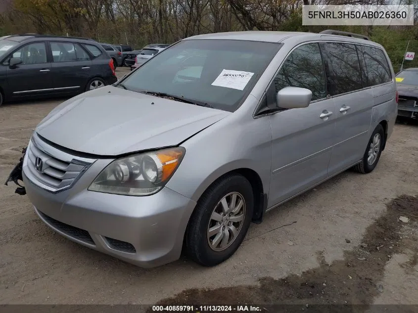 2010 Honda Odyssey Ex VIN: 5FNRL3H50AB026360 Lot: 40859791