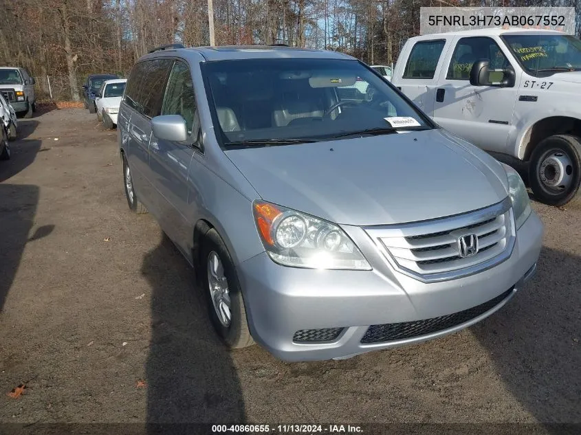 5FNRL3H73AB067552 2010 Honda Odyssey Ex-L