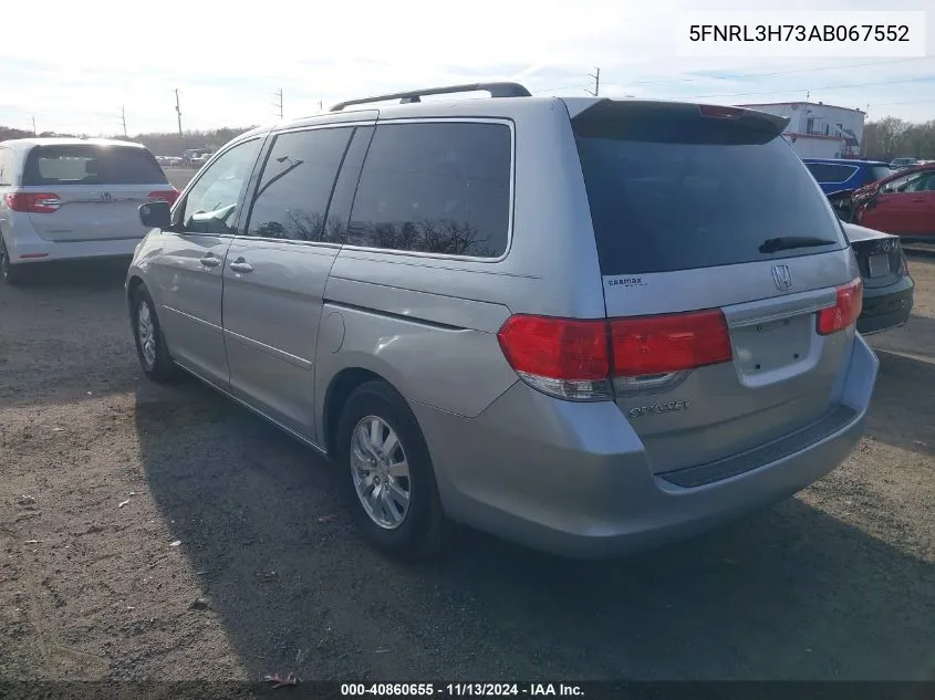 5FNRL3H73AB067552 2010 Honda Odyssey Ex-L