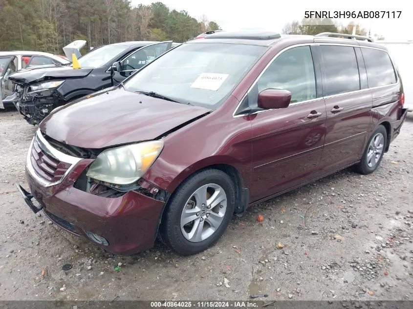 2010 Honda Odyssey Touring VIN: 5FNRL3H96AB087117 Lot: 40864025