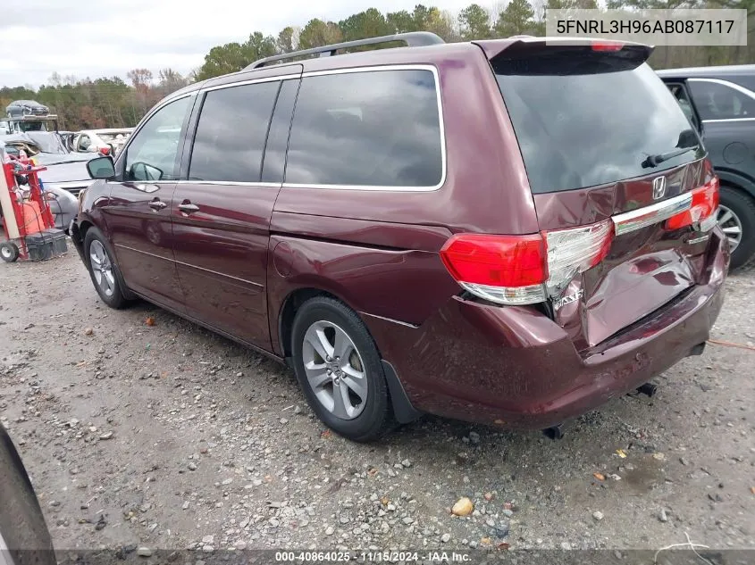 2010 Honda Odyssey Touring VIN: 5FNRL3H96AB087117 Lot: 40864025