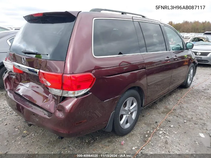 2010 Honda Odyssey Touring VIN: 5FNRL3H96AB087117 Lot: 40864025