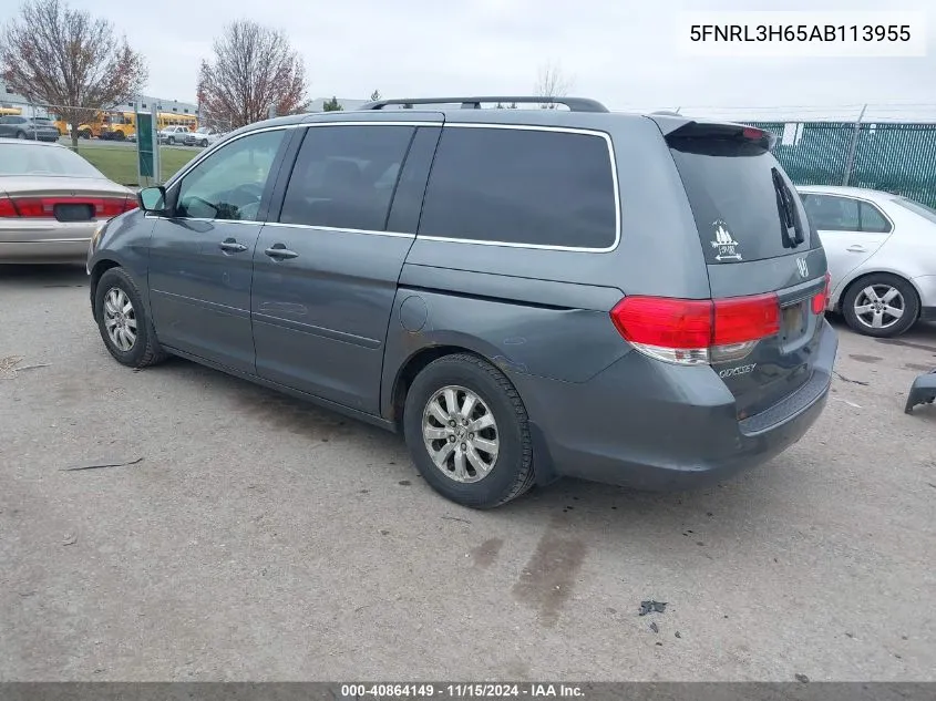 2010 Honda Odyssey Ex-L VIN: 5FNRL3H65AB113955 Lot: 40864149