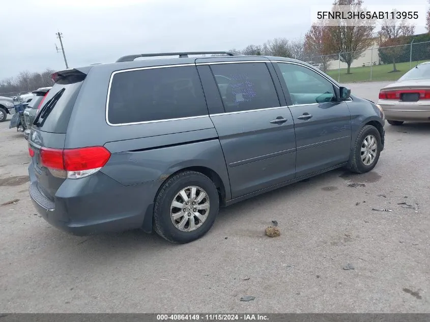 2010 Honda Odyssey Ex-L VIN: 5FNRL3H65AB113955 Lot: 40864149