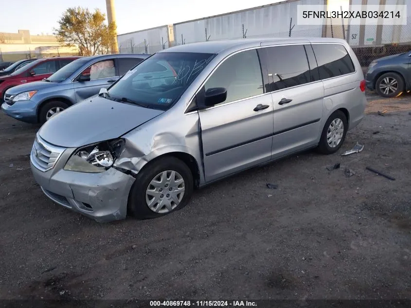 2010 Honda Odyssey Lx VIN: 5FNRL3H2XAB034214 Lot: 40869748