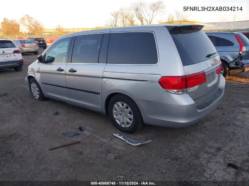 2010 Honda Odyssey Lx VIN: 5FNRL3H2XAB034214 Lot: 40869748