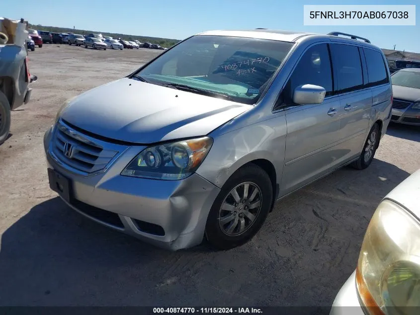 2010 Honda Odyssey Ex-L VIN: 5FNRL3H70AB067038 Lot: 40874770