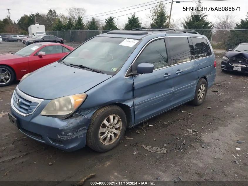 2010 Honda Odyssey Ex-L VIN: 5FNRL3H76AB088671 Lot: 40883621