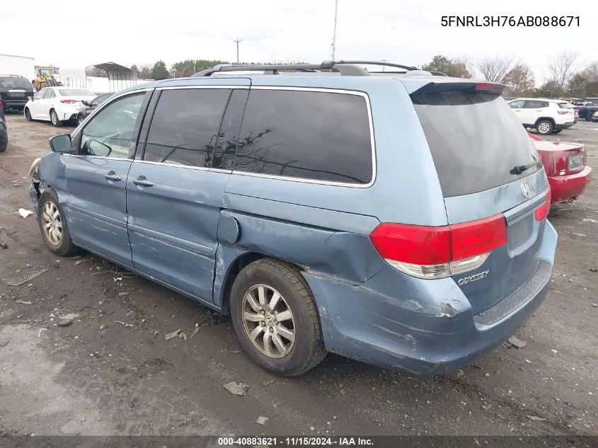 2010 Honda Odyssey Ex-L VIN: 5FNRL3H76AB088671 Lot: 40883621