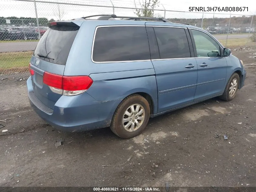 2010 Honda Odyssey Ex-L VIN: 5FNRL3H76AB088671 Lot: 40883621