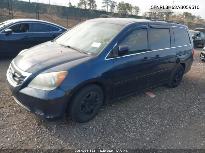 2010 Honda Odyssey Ex-L VIN: 5FNRL3H63AB059510 Lot: 40911593