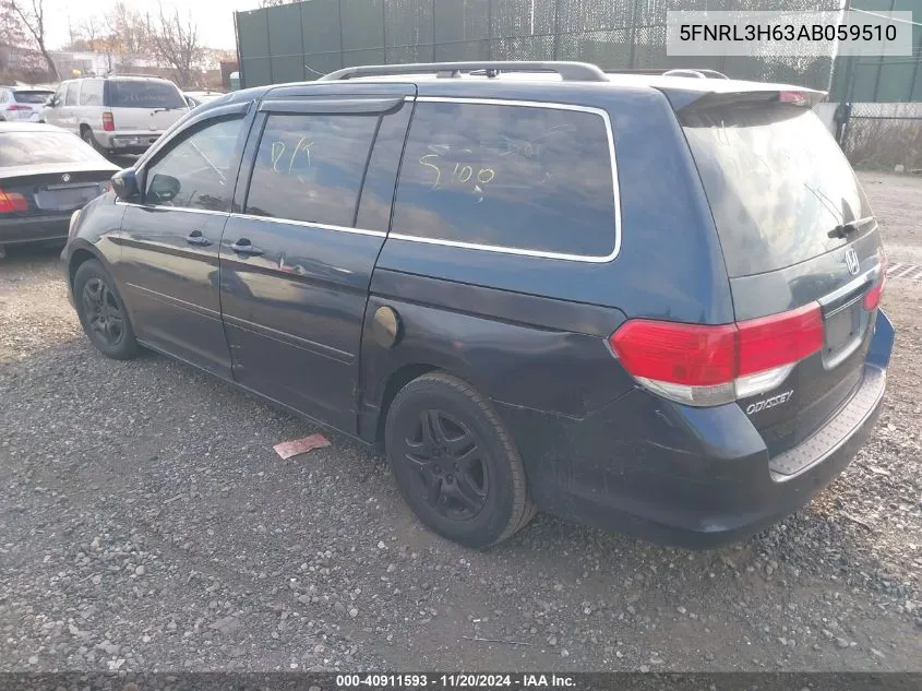 2010 Honda Odyssey Ex-L VIN: 5FNRL3H63AB059510 Lot: 40911593