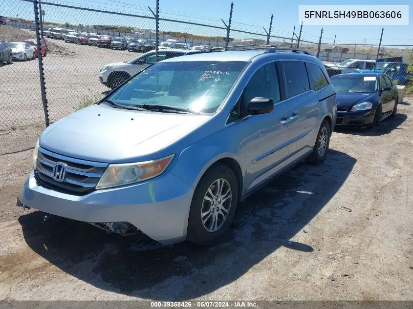 2011 Honda Odyssey Ex VIN: 5FNRL5H49BB063606 Lot: 39358426