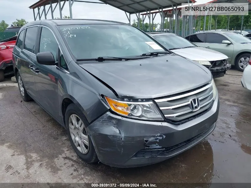 2011 Honda Odyssey Lx VIN: 5FNRL5H27BB065093 Lot: 39391372