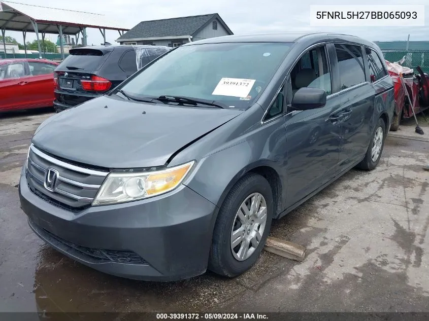 2011 Honda Odyssey Lx VIN: 5FNRL5H27BB065093 Lot: 39391372