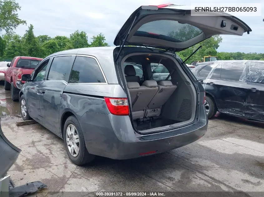 2011 Honda Odyssey Lx VIN: 5FNRL5H27BB065093 Lot: 39391372