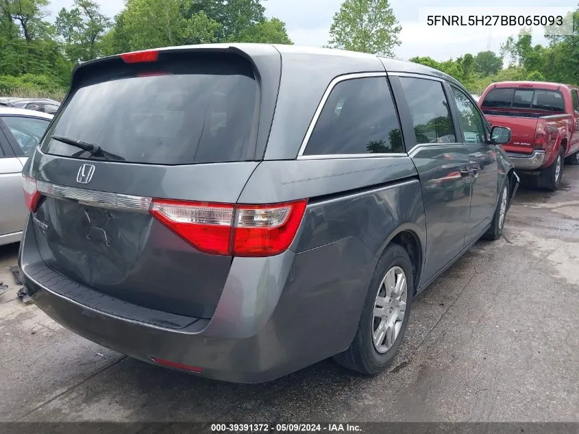 2011 Honda Odyssey Lx VIN: 5FNRL5H27BB065093 Lot: 39391372