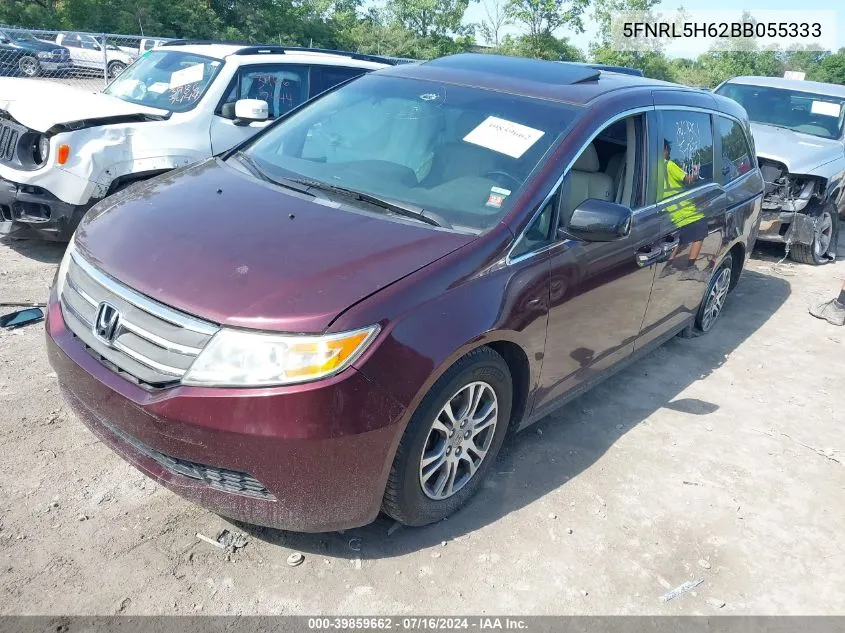 2011 Honda Odyssey Ex-L VIN: 5FNRL5H62BB055333 Lot: 39859662