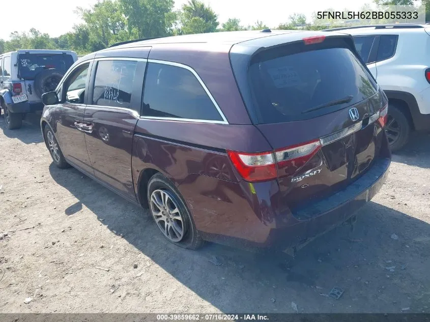 2011 Honda Odyssey Ex-L VIN: 5FNRL5H62BB055333 Lot: 39859662