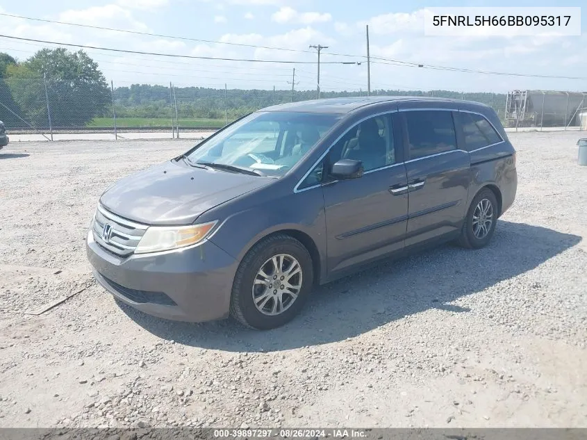 2011 Honda Odyssey Ex-L VIN: 5FNRL5H66BB095317 Lot: 39897297