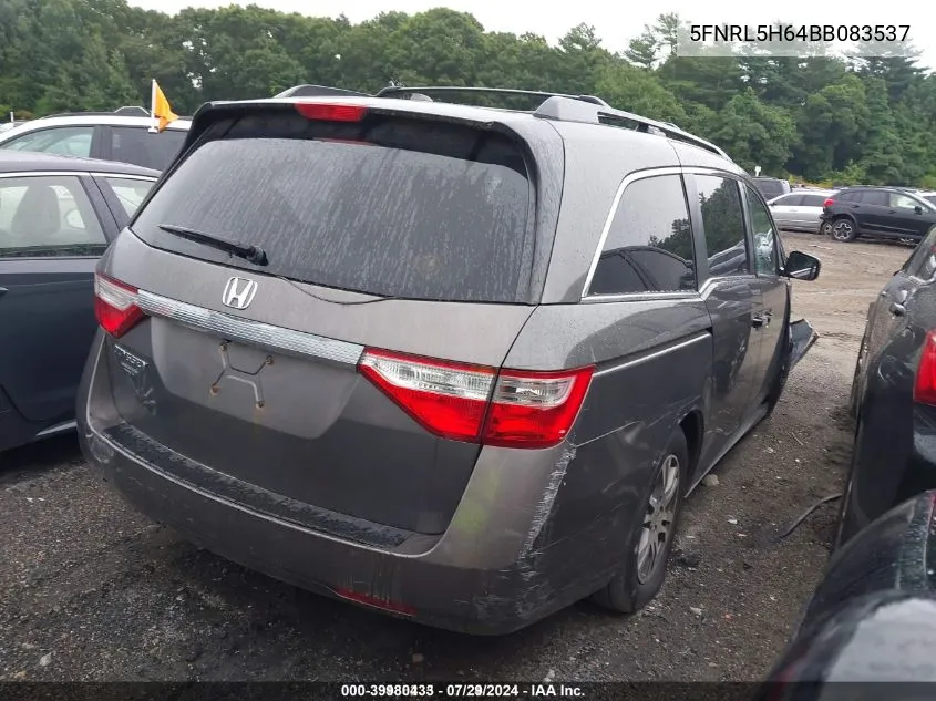 5FNRL5H64BB083537 2011 Honda Odyssey Ex-L