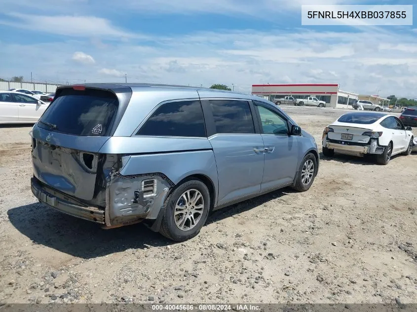 2011 Honda Odyssey Ex VIN: 5FNRL5H4XBB037855 Lot: 40045686