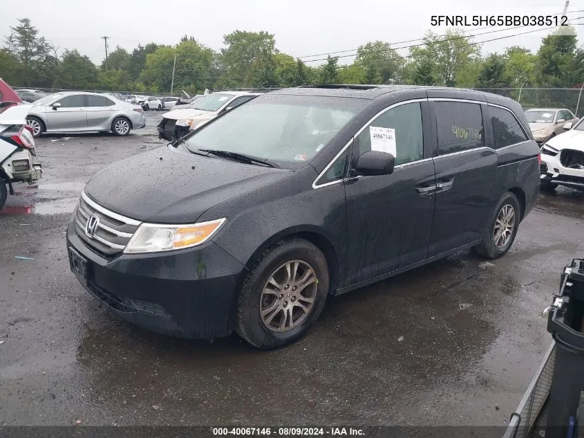 5FNRL5H65BB038512 2011 Honda Odyssey Ex-L