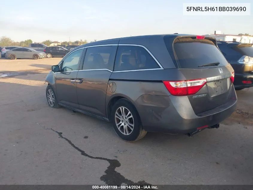 2011 Honda Odyssey Ex-L VIN: 5FNRL5H61BB039690 Lot: 40081199