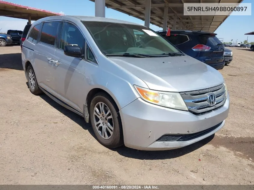 2011 Honda Odyssey Ex VIN: 5FNRL5H49BB060897 Lot: 40160091