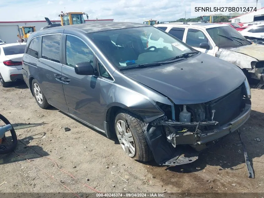 2011 Honda Odyssey Lx VIN: 5FNRL5H27BB012474 Lot: 40245374