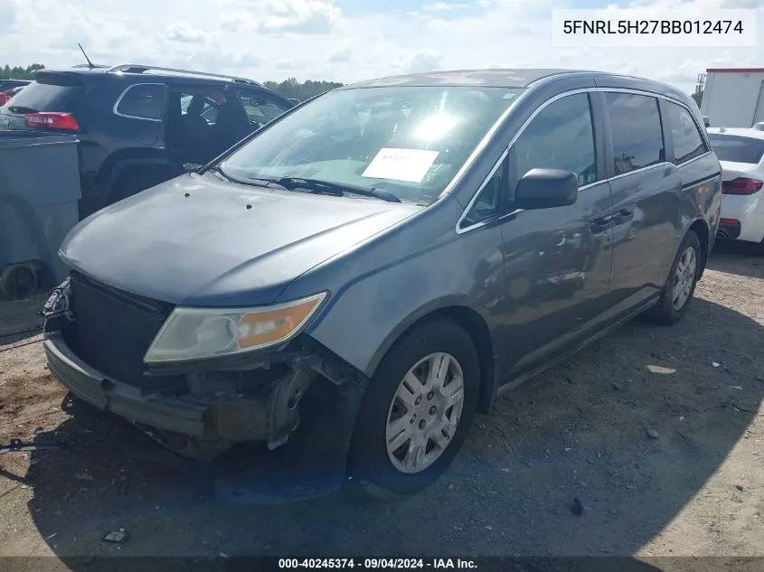 5FNRL5H27BB012474 2011 Honda Odyssey Lx