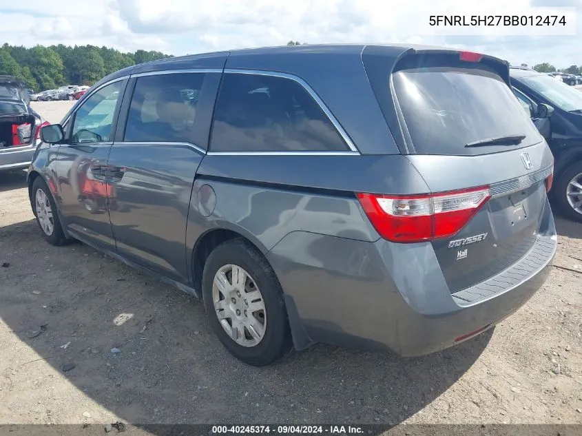 2011 Honda Odyssey Lx VIN: 5FNRL5H27BB012474 Lot: 40245374