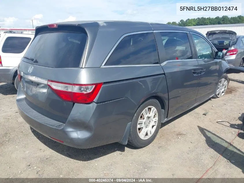 2011 Honda Odyssey Lx VIN: 5FNRL5H27BB012474 Lot: 40245374