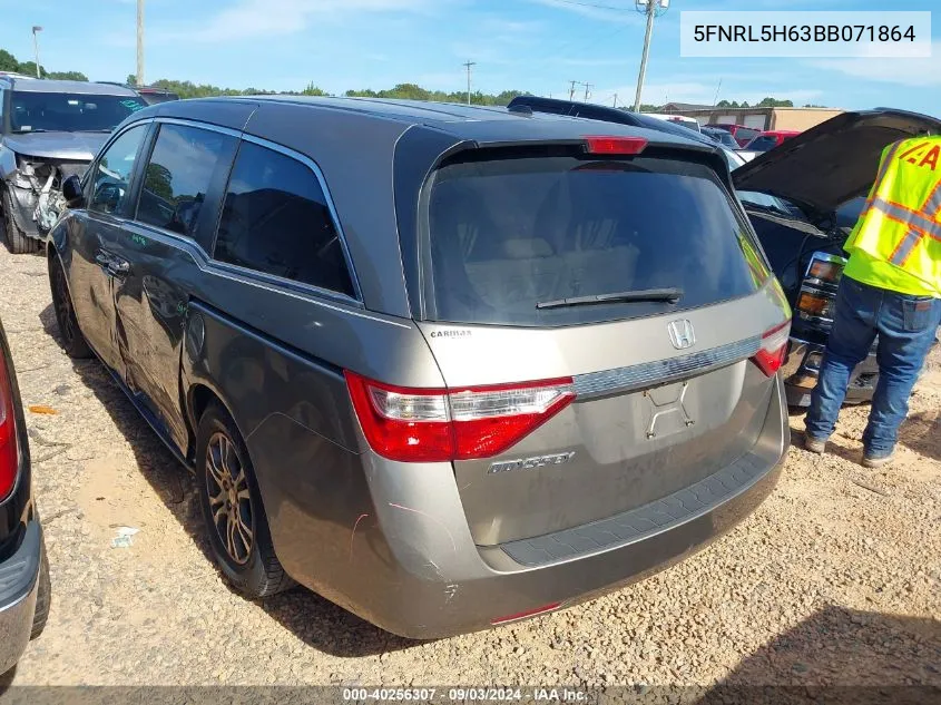 2011 Honda Odyssey Ex-L VIN: 5FNRL5H63BB071864 Lot: 40256307