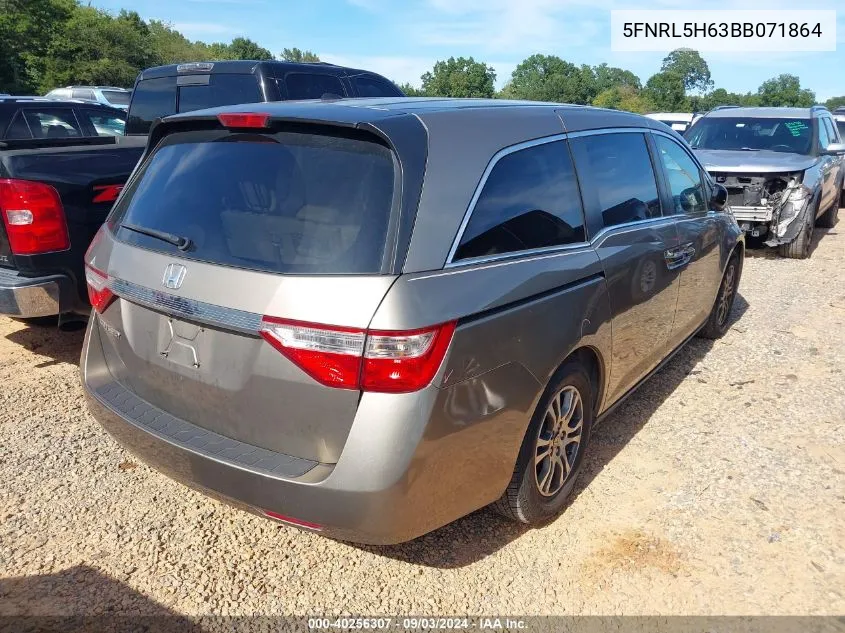 2011 Honda Odyssey Ex-L VIN: 5FNRL5H63BB071864 Lot: 40256307