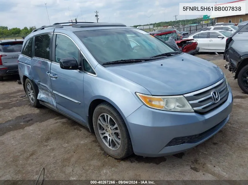 2011 Honda Odyssey Ex-L VIN: 5FNRL5H61BB007838 Lot: 40267266