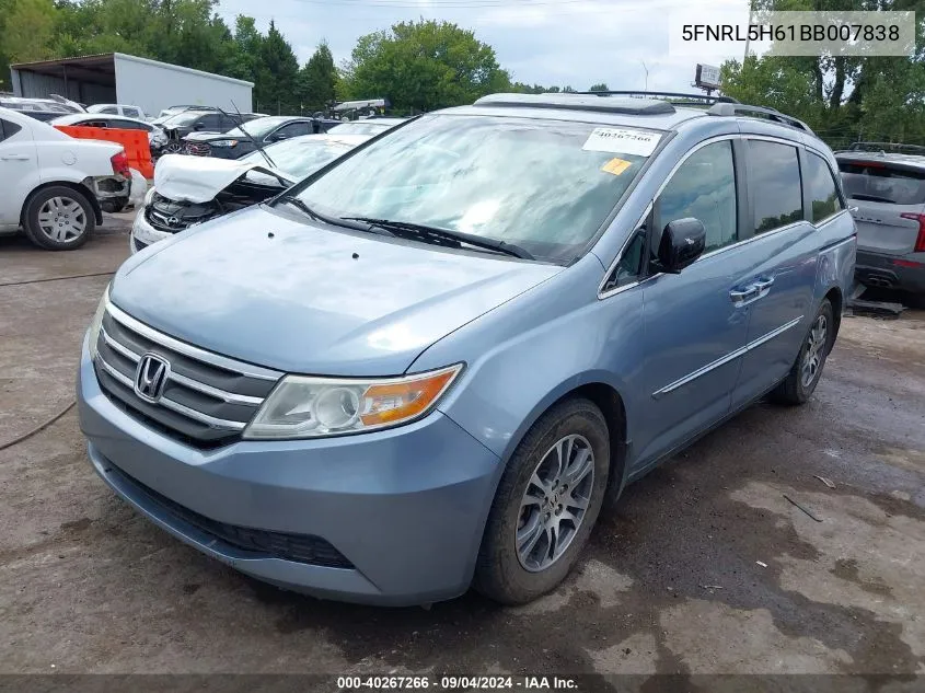 2011 Honda Odyssey Ex-L VIN: 5FNRL5H61BB007838 Lot: 40267266