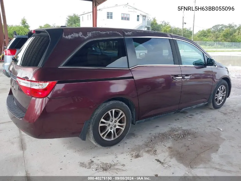 2011 Honda Odyssey Ex-L VIN: 5FNRL5H63BB055096 Lot: 40276150