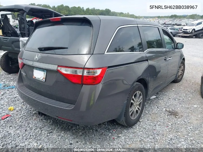 2011 Honda Odyssey Ex-L VIN: 5FNRL5H62BB038967 Lot: 40282406