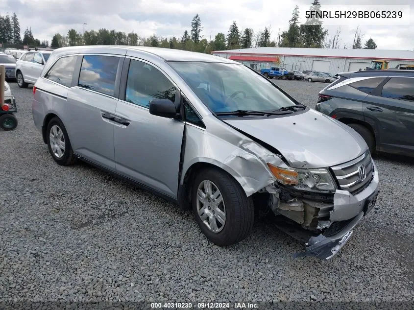 2011 Honda Odyssey Lx VIN: 5FNRL5H29BB065239 Lot: 40318230