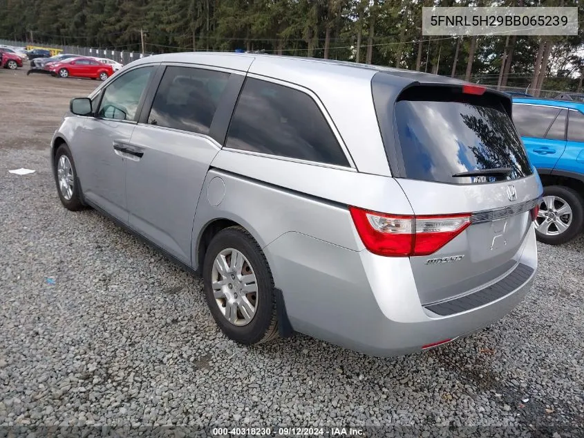 2011 Honda Odyssey Lx VIN: 5FNRL5H29BB065239 Lot: 40318230