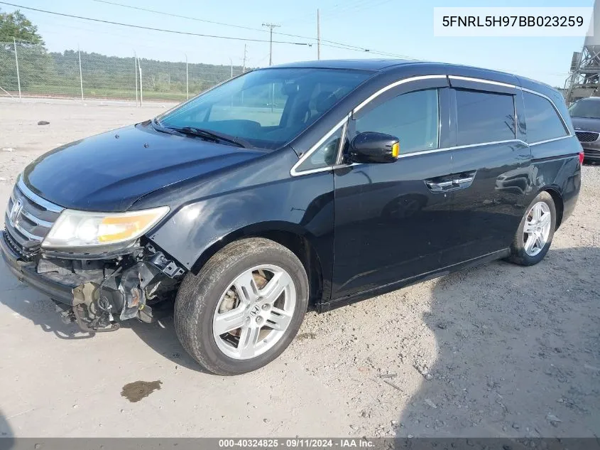 2011 Honda Odyssey Touring/Touring Elite VIN: 5FNRL5H97BB023259 Lot: 40324825