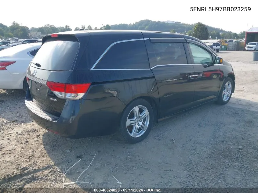 2011 Honda Odyssey Touring/Touring Elite VIN: 5FNRL5H97BB023259 Lot: 40324825