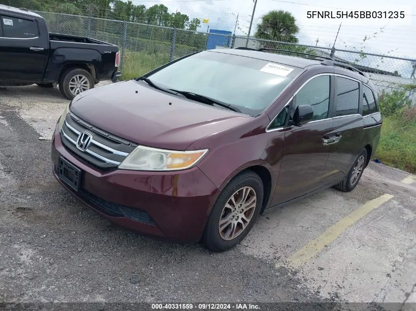 2011 Honda Odyssey Ex VIN: 5FNRL5H45BB031235 Lot: 40331559