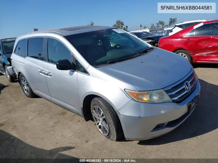 2011 Honda Odyssey Ex-L VIN: 5FNRL5H6XBB044581 Lot: 40348392