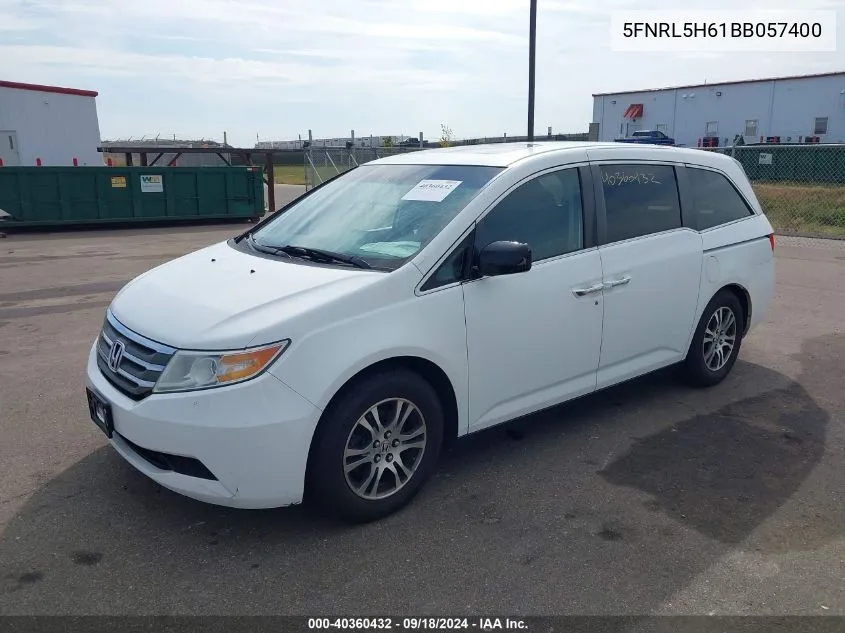 5FNRL5H61BB057400 2011 Honda Odyssey Exl