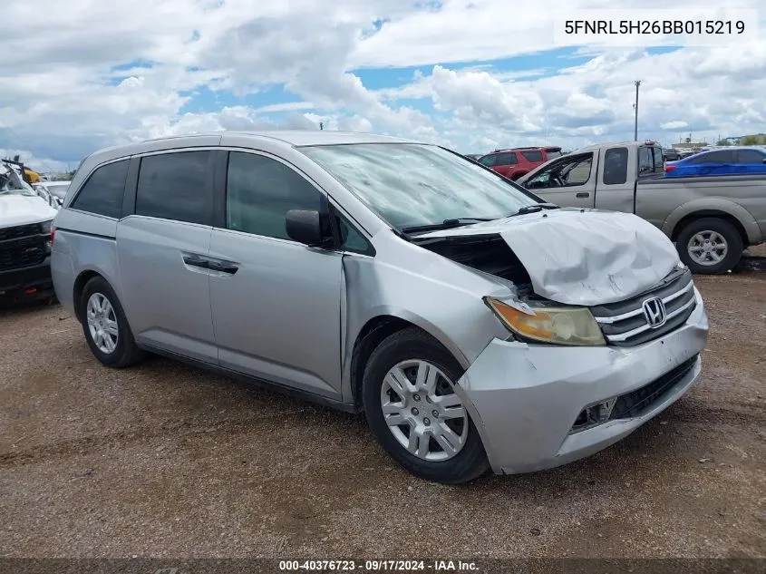 2011 Honda Odyssey Lx VIN: 5FNRL5H26BB015219 Lot: 40376723