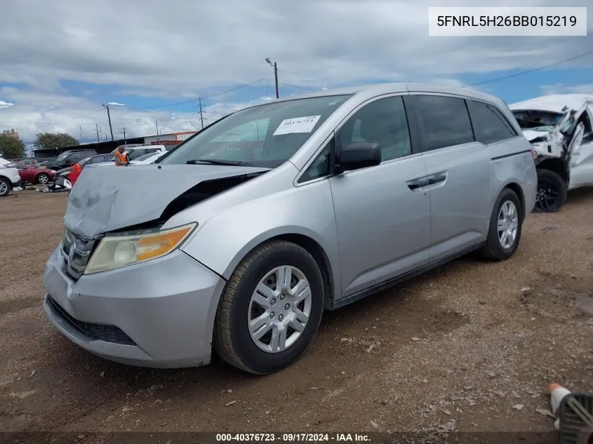 2011 Honda Odyssey Lx VIN: 5FNRL5H26BB015219 Lot: 40376723