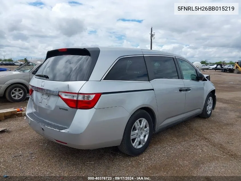 2011 Honda Odyssey Lx VIN: 5FNRL5H26BB015219 Lot: 40376723